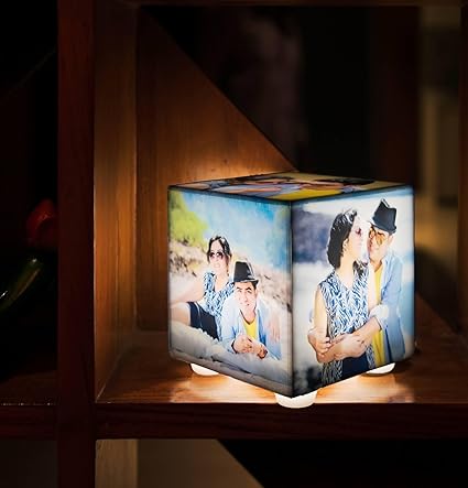 ZOCI VOCI Acrylic Valentines Day Gift Photo Lamp With 5 Pictures For Pre-Wedding Shoot, Personalized Led Photo Frame, Night Lamp - Best Birthday, Anniversary & Wedding Gift (10X10X10), Multicolor