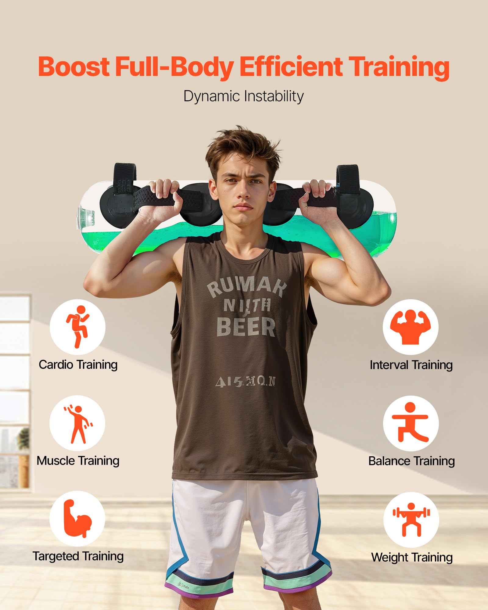 VEVOR Water Weights - Bolsa de agua grande para entrenamiento, estabilidad portátil ajustable y equipo de ejercicio de cuerpo completo, para entrenamiento de fuerza y equilibrio, ejercicio de gimnasio