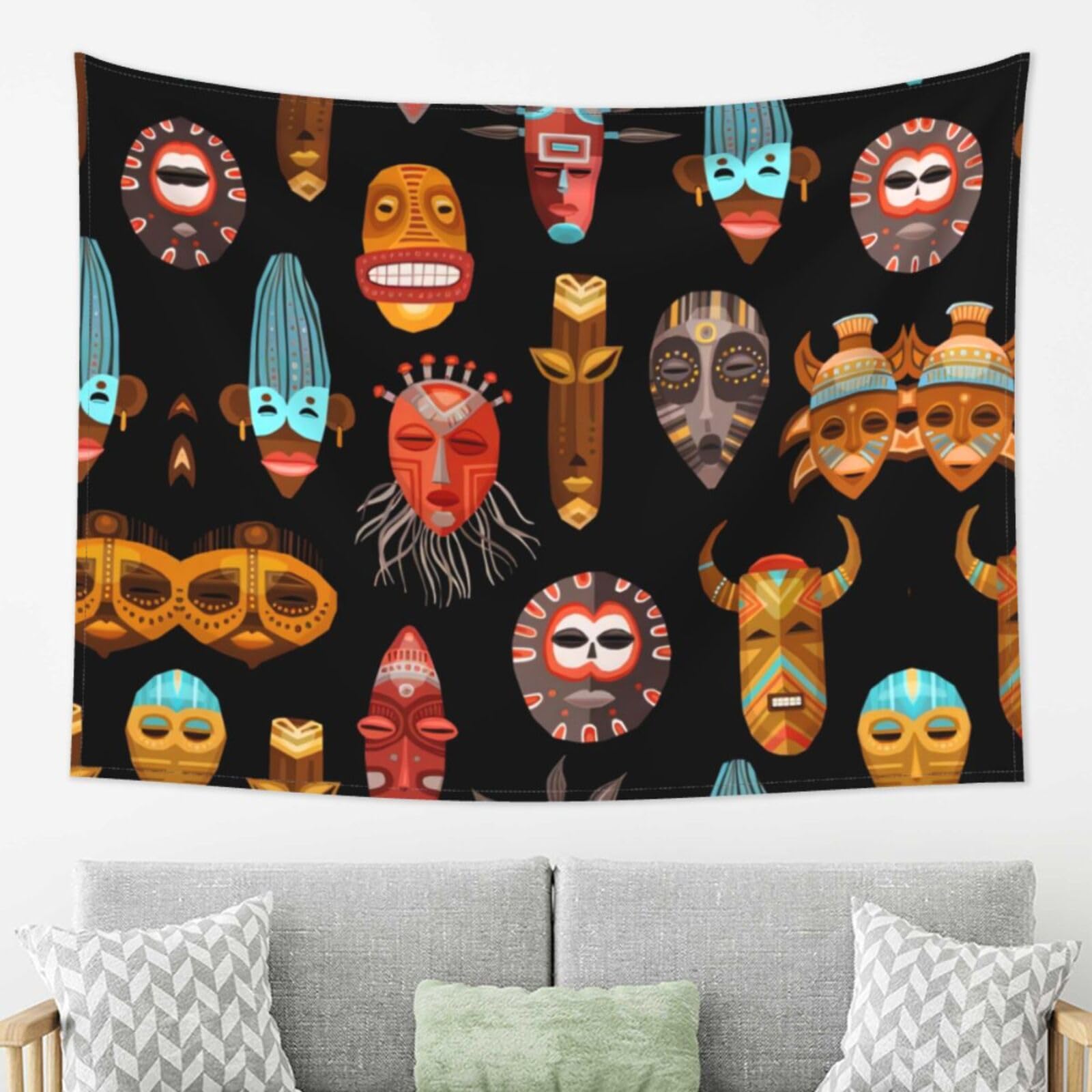 LPLSNWS African Ritual Ethnic Tribal Wall Tapestry for Living Room, 80x60 Inches, Horizontal Style