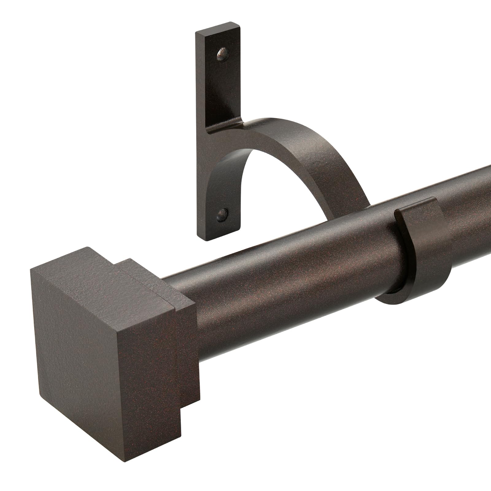 Single Curtain Rods for Windows 144 to 164 Inch(12-13.6ft),1 Inch Diameter Adjustable Heavy Duty Drapery Rods,with Modern Square Aluminum Alloy Finials,Antique Bronze