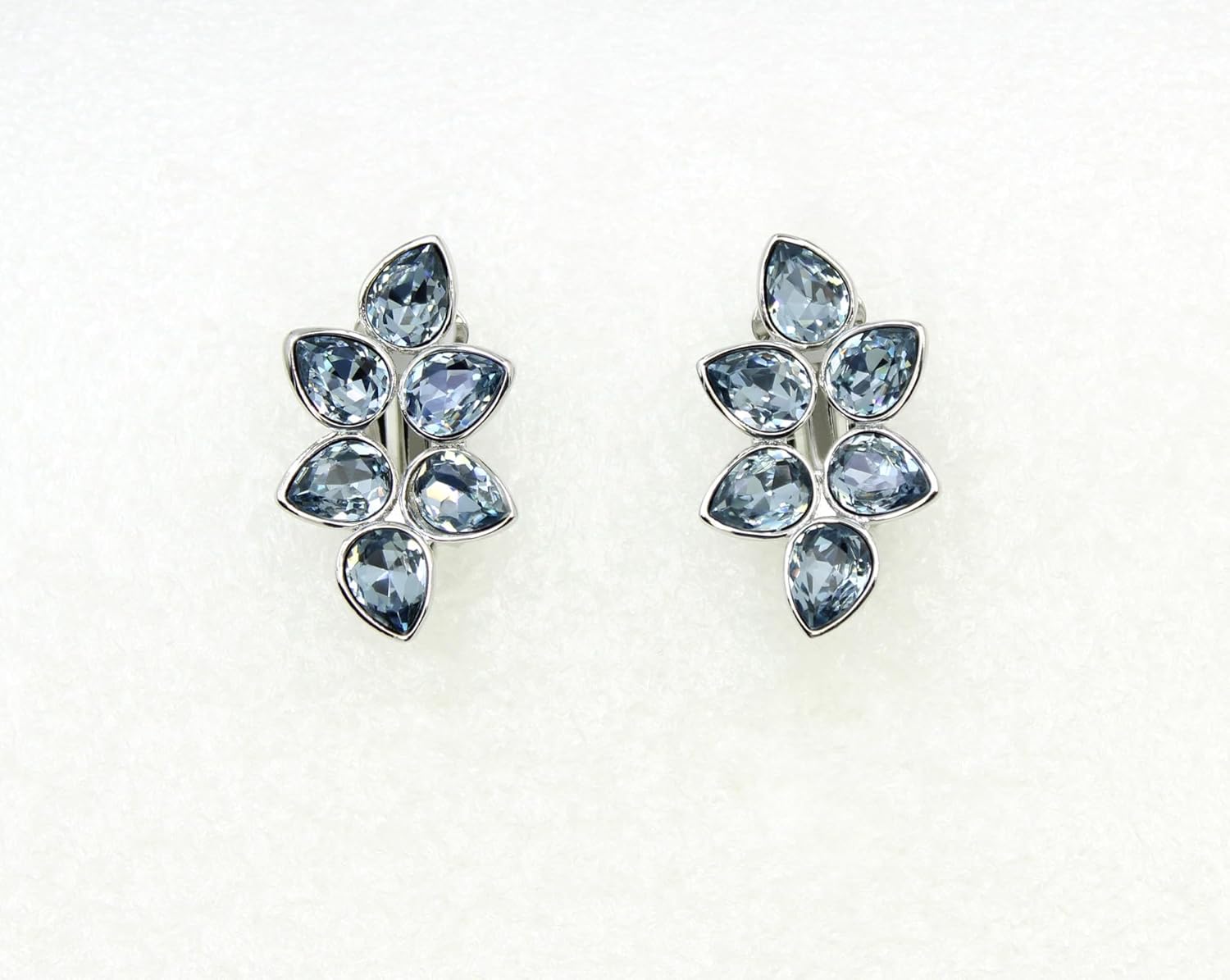 Faship Gorgeous Rhinestone Crystal Clip Ons Floral Earrings