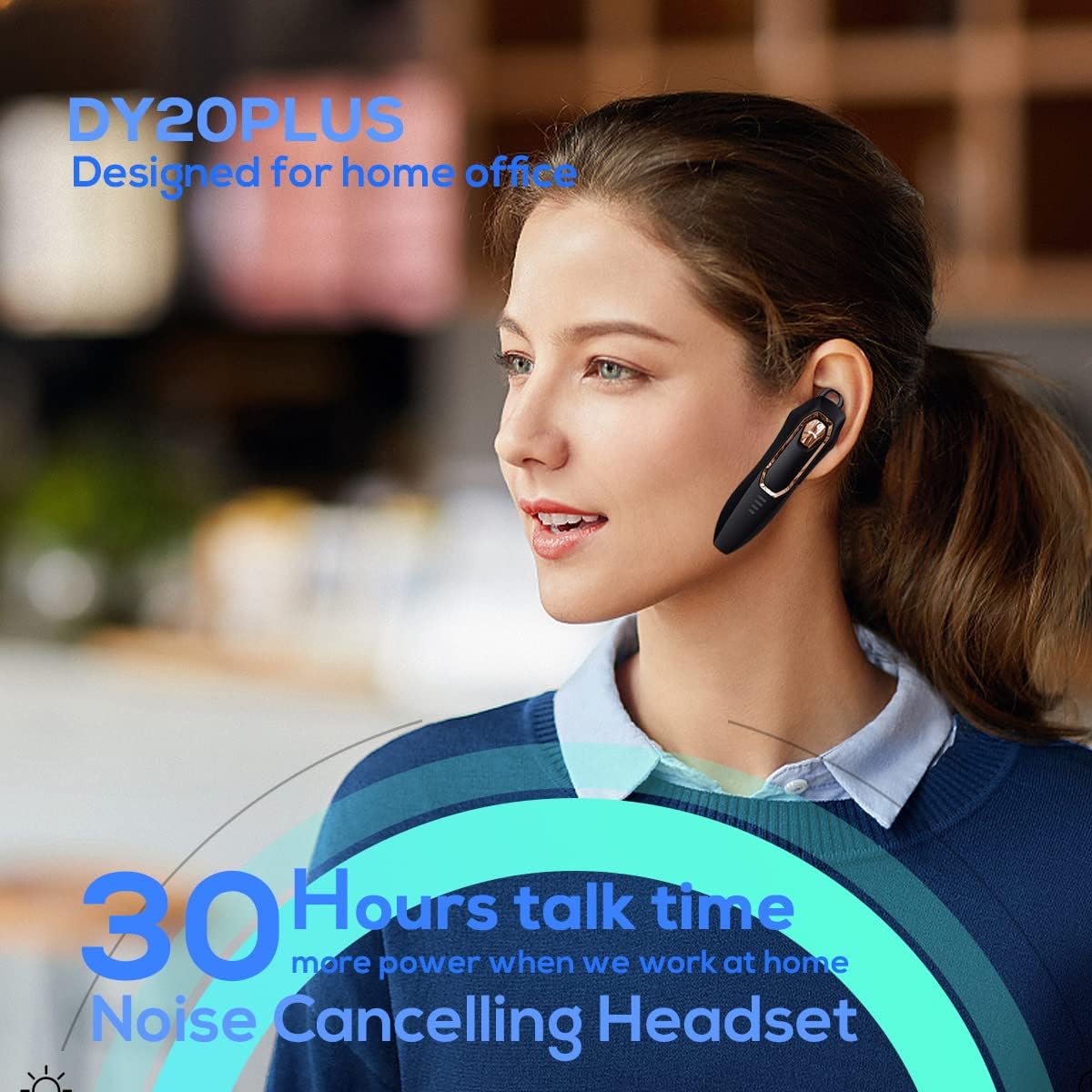 Micool Bluetooth Earpiece, Noise Canceling Trucker Headset, 30H Talking Time, 2 Microphones, Hands Free Bluetooth Earpiece for Cell Phones, Long Battery Life for Work