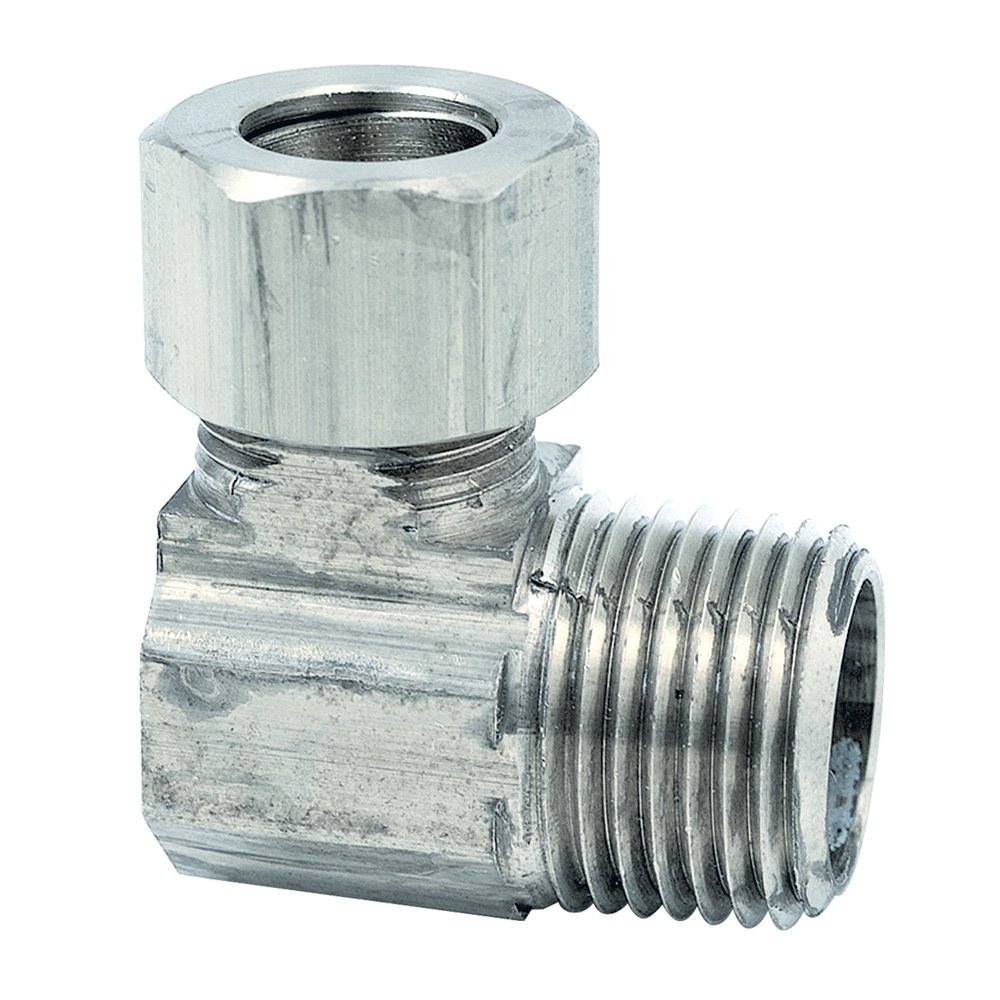 Coude réducteur 3/8 O.D. par 1/2 Brass Craft 69-6-8 C raccord laiton chromé pour tube cuivre