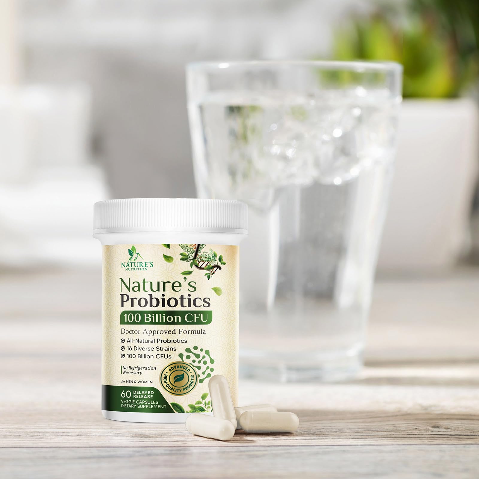 Probiotics 100 Billion CFU Capsules - Prebiotics, Acidophilus Probiotics Supports Immune System Digestive Health, Supports Occasional Constipation & Bloating, Daily Supplement for Women - 60 Capsules