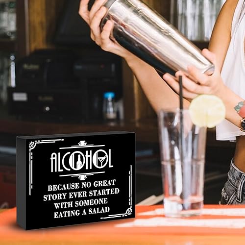 Miniatura 6 de Letrero de madera con alcohol, decoración de bares, accesorios de bar para el hogar, decoración divertida del hogar para adultos, decoración
