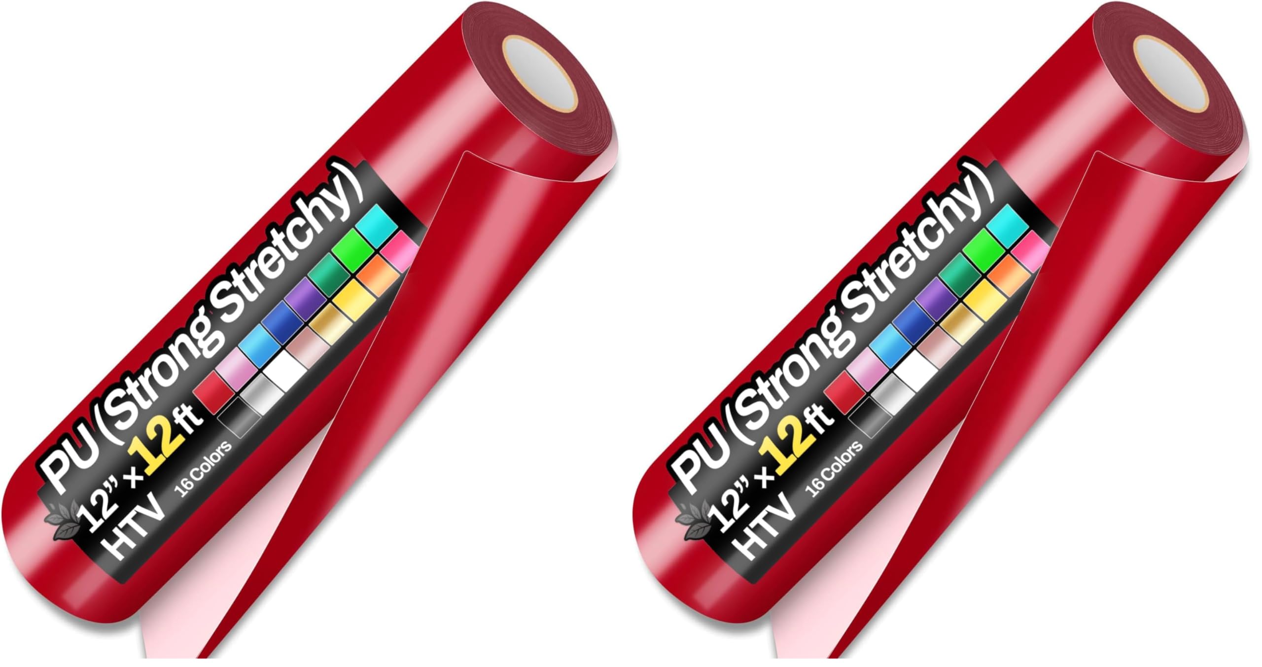 Sooez 12" x 12ft Heat Transfer Rolls - Stretchy PU HTV Vinyl Red for Shirts, Iron On Vinyl - Easy Cut &amp; Weed - Matte Finish (Pack of 2)