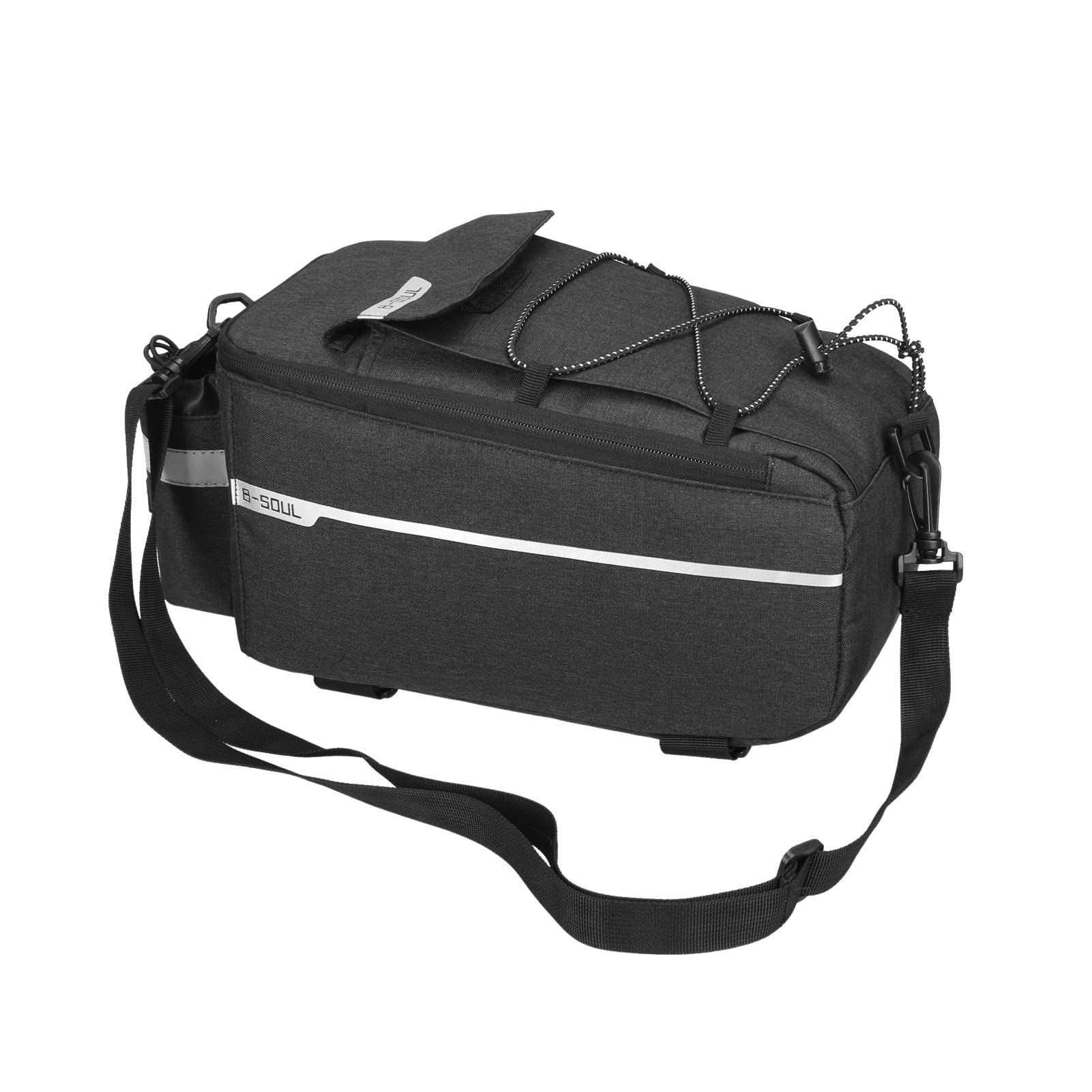 Rianpesn Bicycle Rear Rack Bag, 8L Reflective Water Resistant Saddle Panniers, Cycling Back Seat Cargo Carrier Pouch with Shoulder Strap