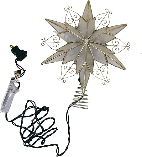 Estrella de Capiz de 6 puntas y 10 luces de Kurt Adler para árbol de Navidad