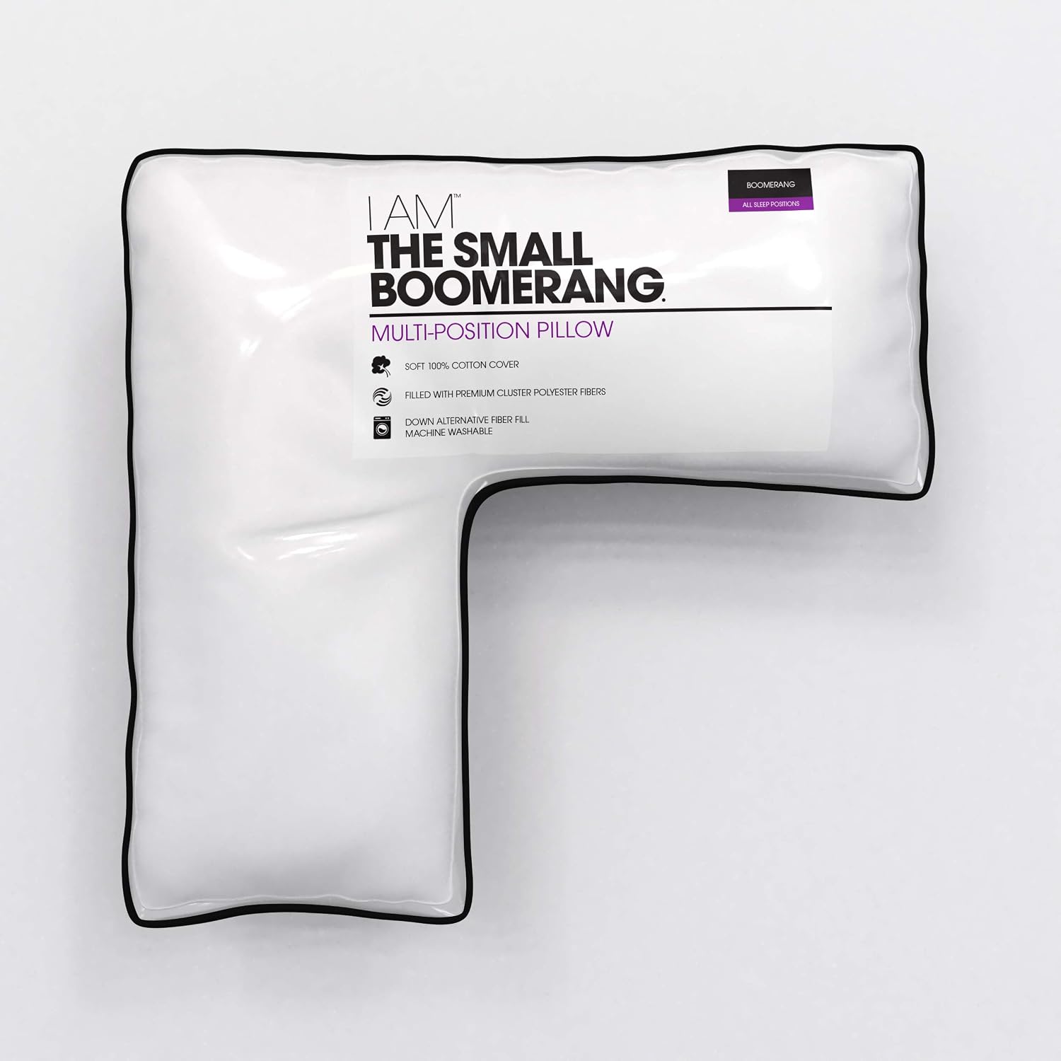 I AM The Small Boomerang Pillow, Small (Pack of 1), White