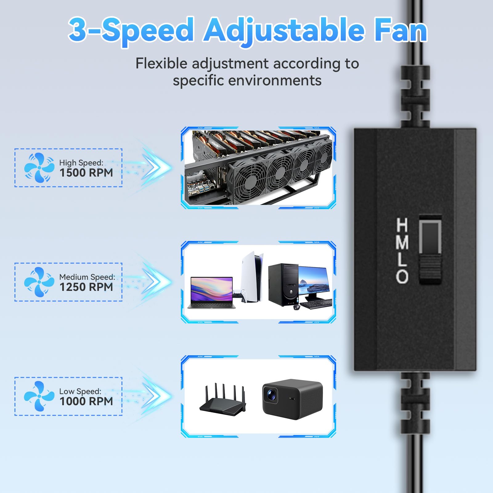 OTraki 120mm USB Wentylator z 3 regulowanymi prędkościami, Wentylator Przenośny PC Wentylator PC 5V, Wentylatory Chłodnicy Do Laptopa/TV Box PS5/PS4