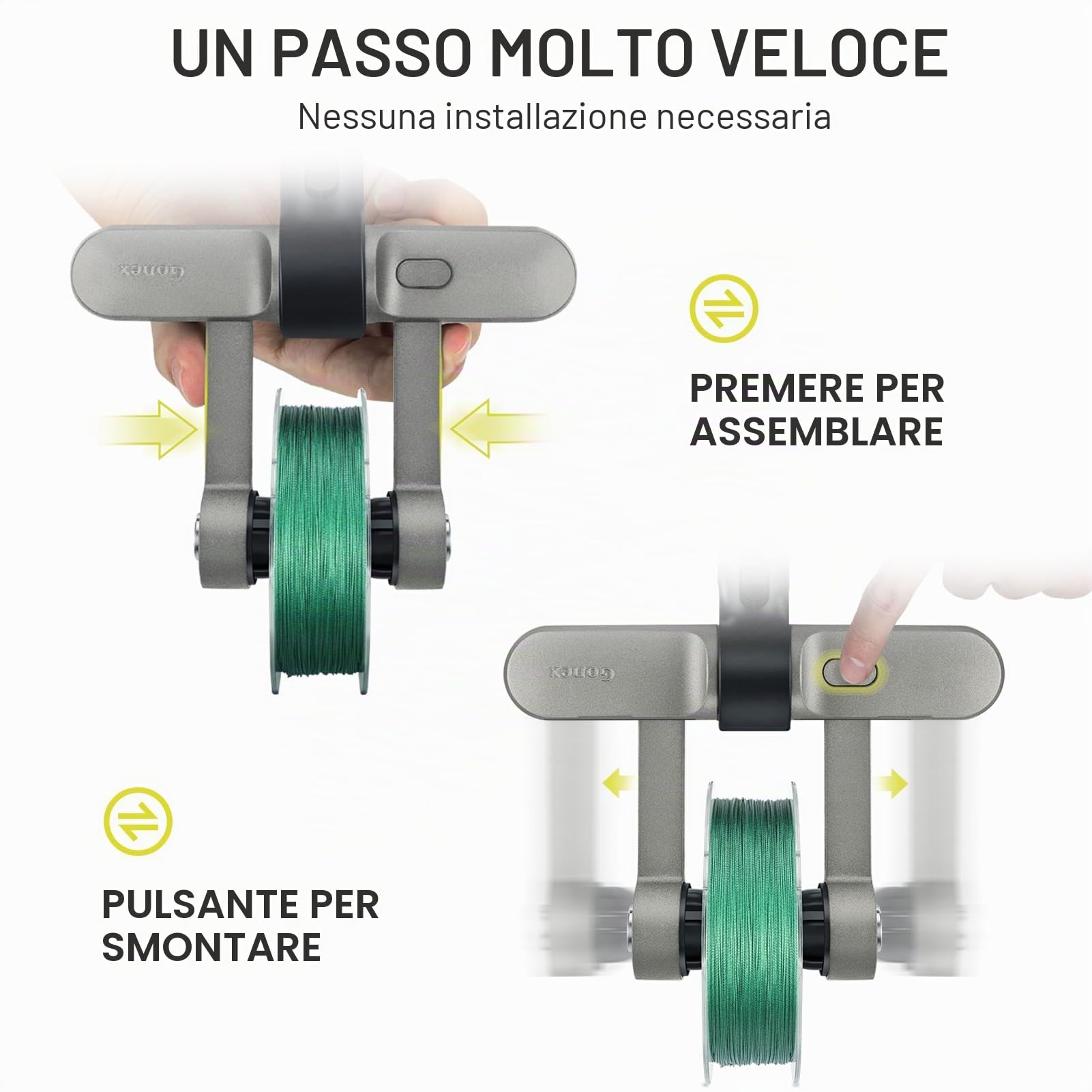Gonex Imbobinatore Avvolgitore Bobinatore Avvolgi per Mulinelli Pesca | Compatibile con Molti Mulinelli, Corpo Inox, Pinza in Alluminio, Uso Mancino/Destro, Portatile per Barca e Kayak.