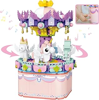 Music Box Building Toys, Rotating Carousel DIY Building Block for Girls and Boys 6 -12 Years Old, 874 pcs, STEM Construction Toy Christmas and Birthday Gifts for Adults and Aged 8 9 10 11 12 Kids