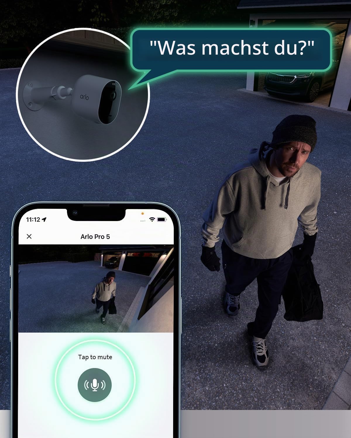 Arlo Pro 5 WLAN Überwachungskamera aussen X3 + zertifiziertes SmartHub, 2K UHD, Schwarz, Verbesserte Farbnachtsicht, 160° Blickwinkel, 2-Wege Audio, mit Secure Plan Testzeitraum
