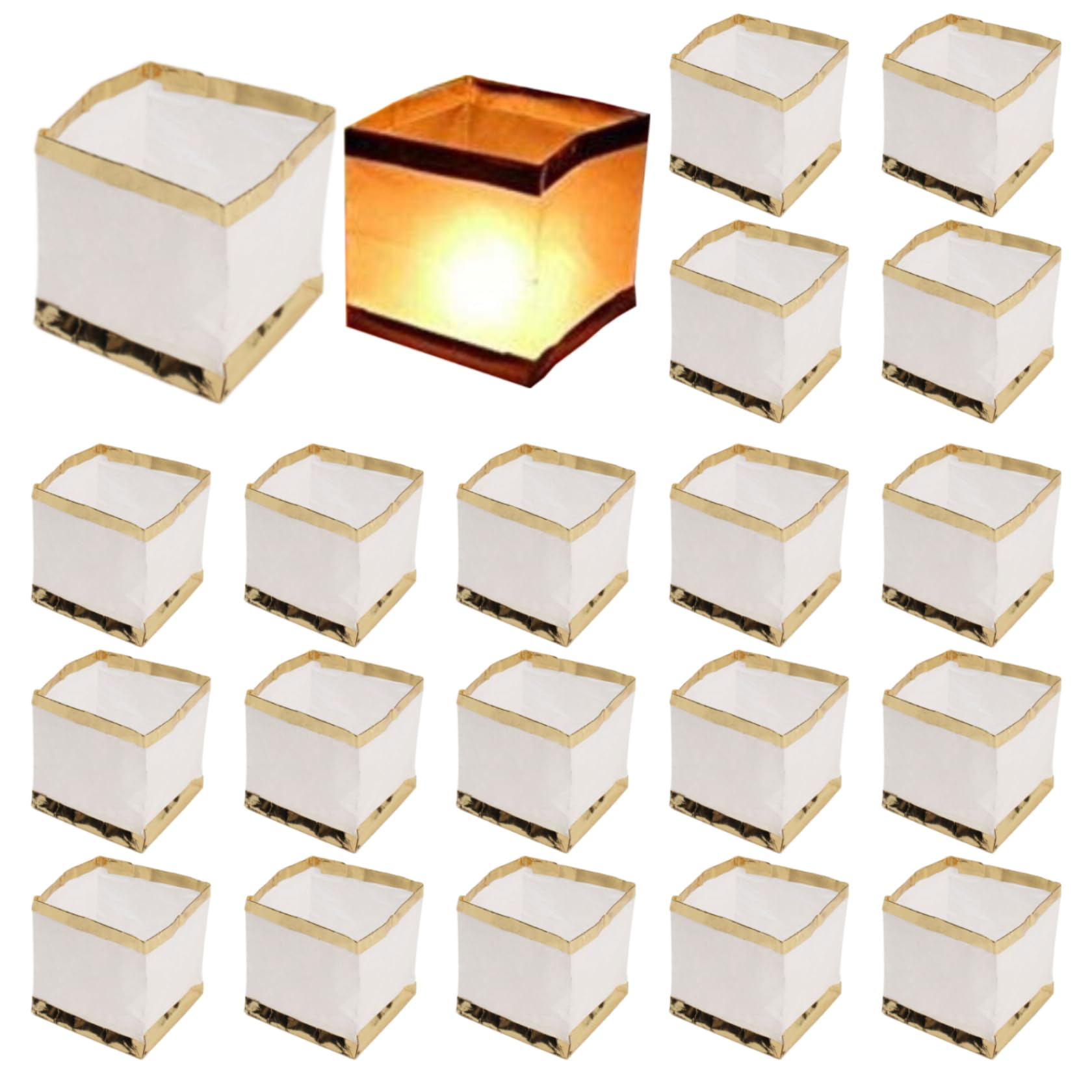 20Pcs Floating Lanterns, 4x4x4" Square Waterproof Paper Lantern, Reusable Candle Lantern For Pool Parties, Wedding, Memorials, Garden