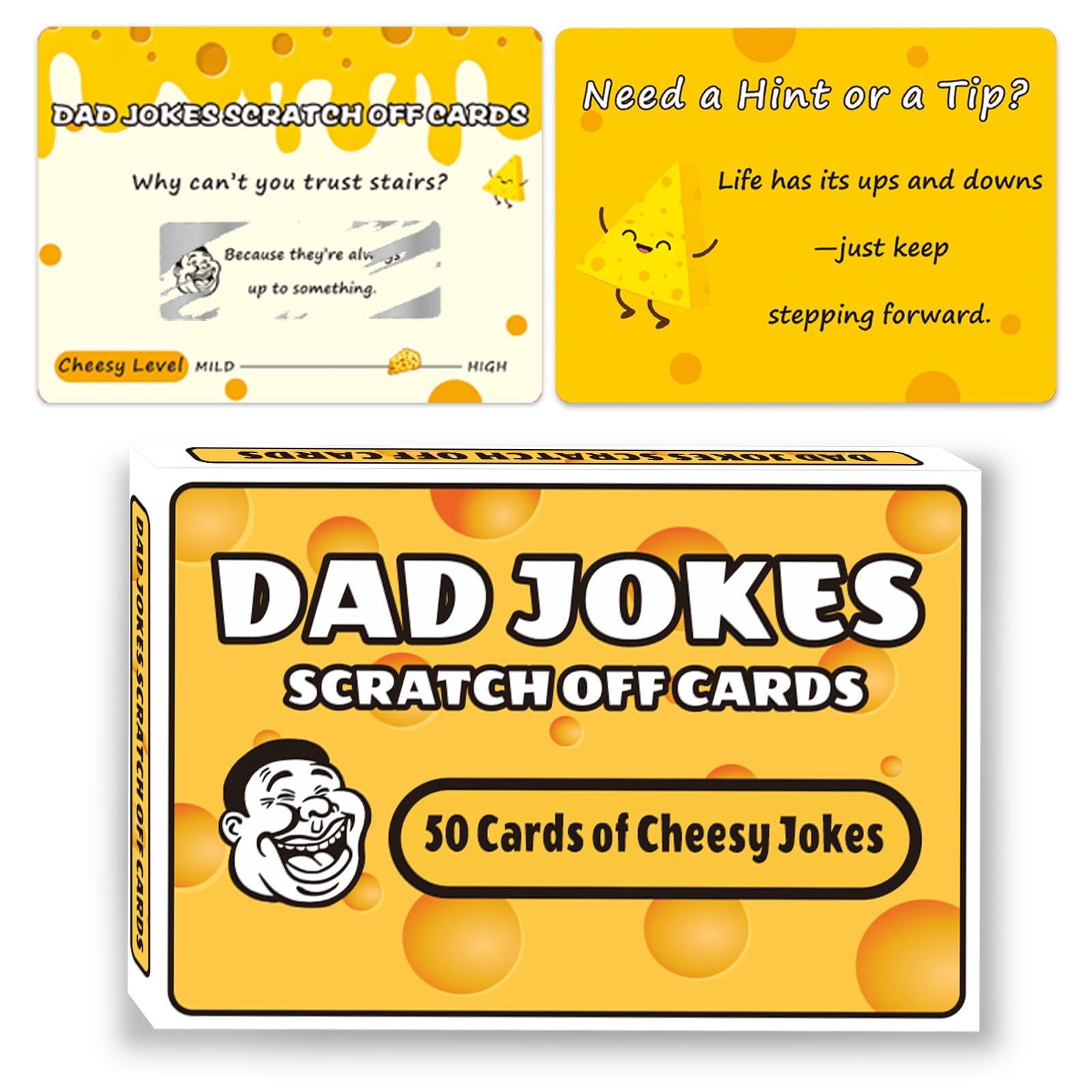 Uflognirz Gifts for Dad 50 Cheesy Dad Joke Cards - Funny to Scratch Off Jokes - White Elephant Gift, Father‘s Day Gifts Happy Family Time Together