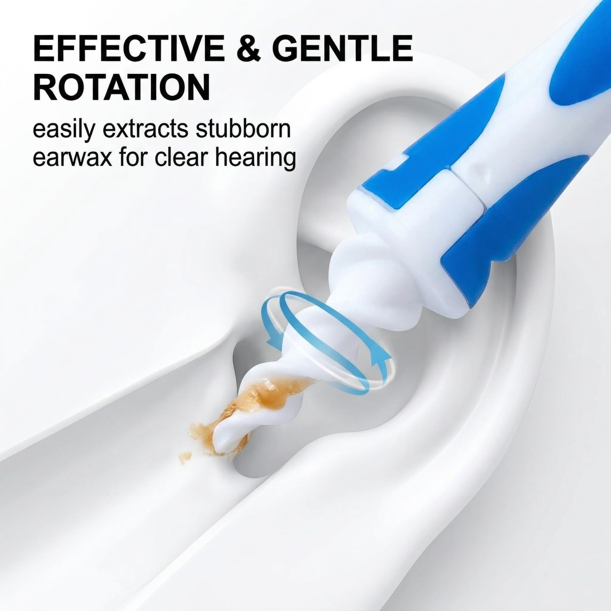 Nettoyeur Oreille, Eliminateur de cire d'oreille, sûr et doux kit de nettoyage d'oreille en silicone à spirale à 360 degrés avec 20 têtes de remplacement lavables, adapté aux enfants et aux personnes
