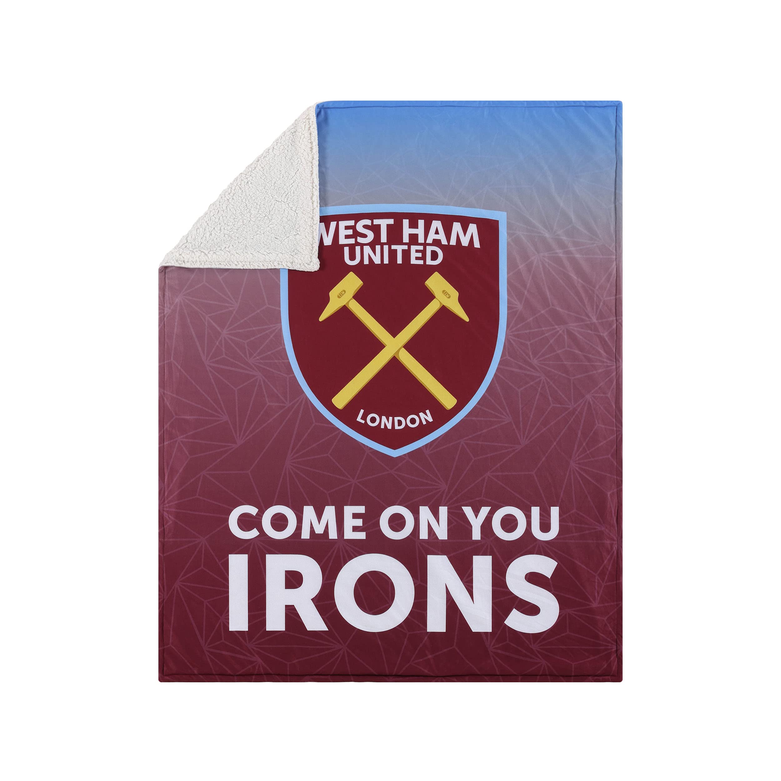 Foco Bktepplsslgwhm Premier League Football West Ham United Fan Sherpa Plush Throw Blanket