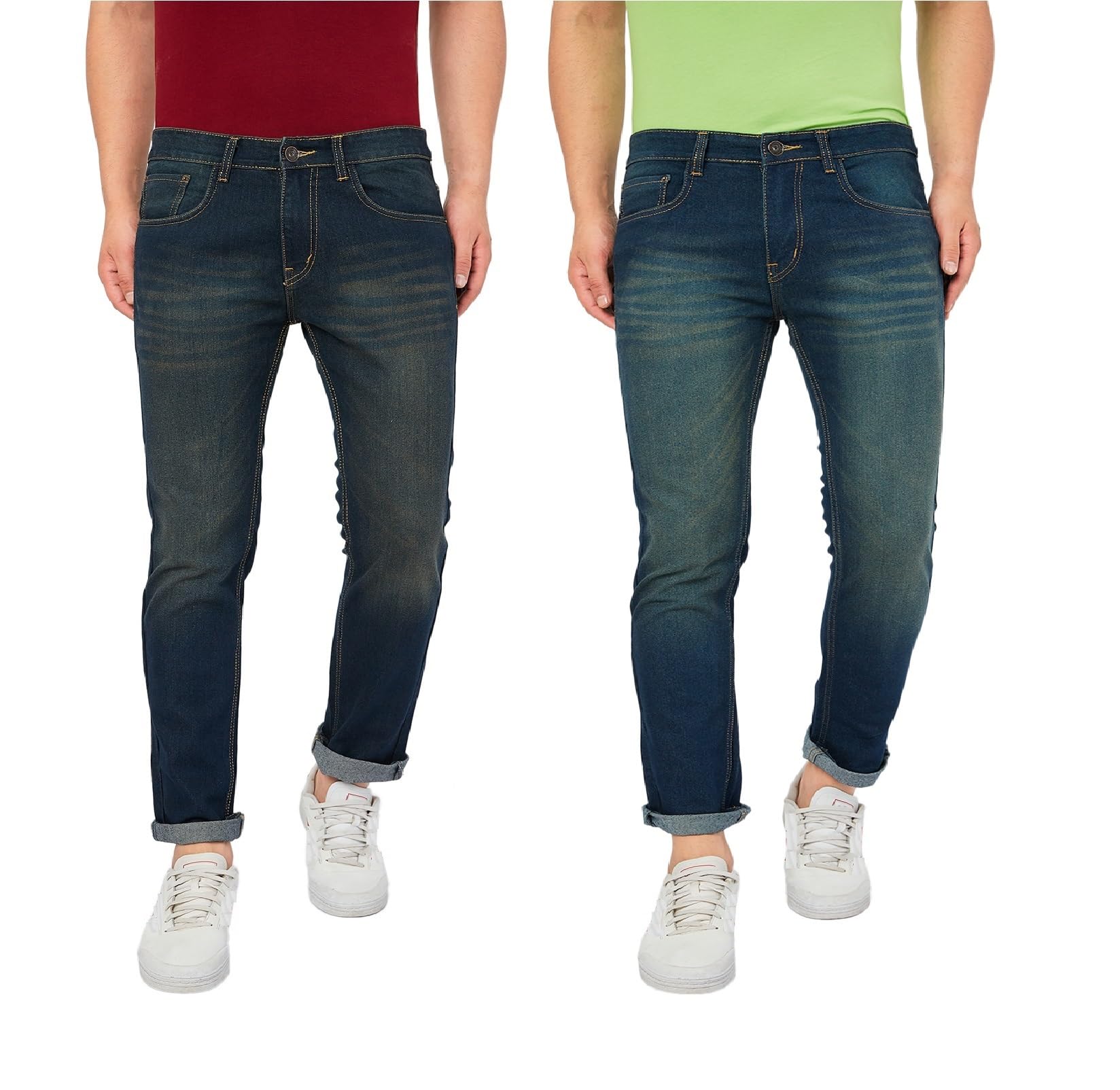 Men's Slim Fit Mid Rise Pack of 2 Stretchable Casusal Denim Combo Jeans Pant, CMB-AU24-image-33
