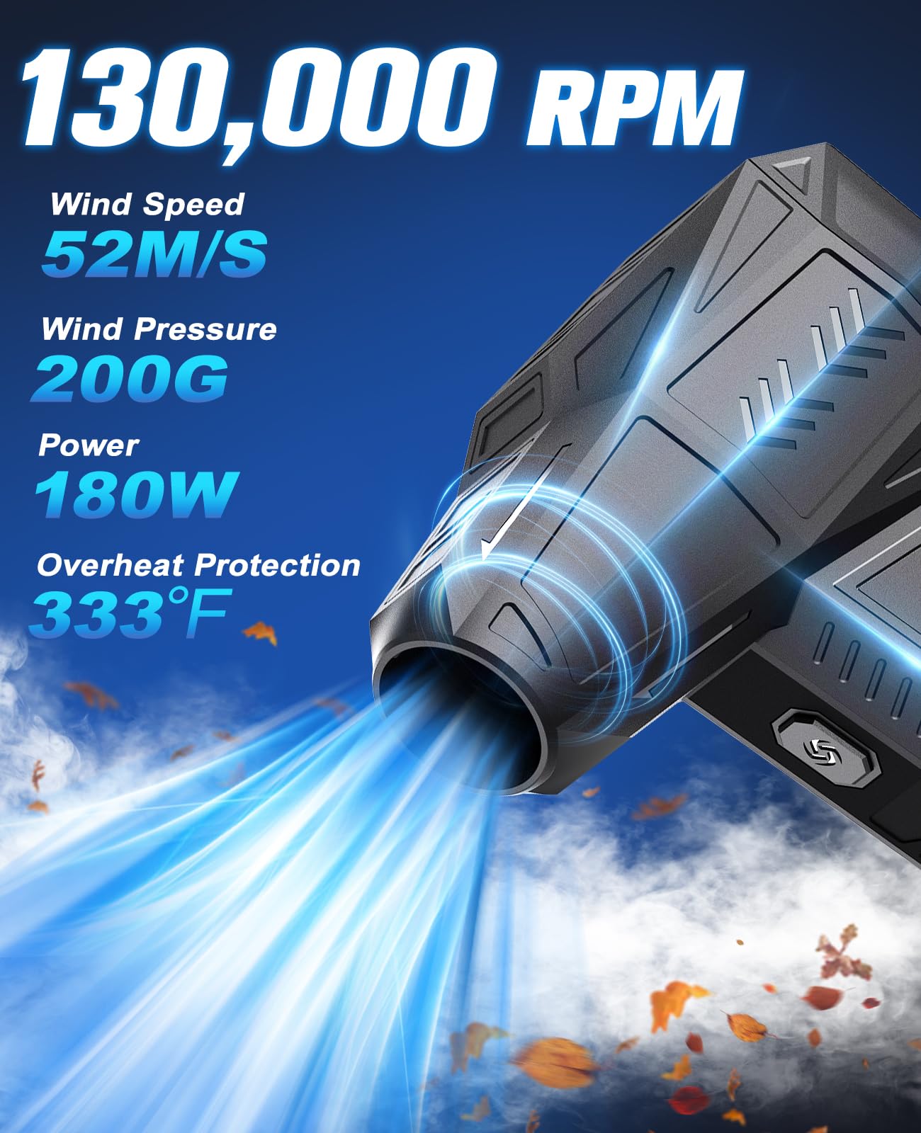 Soufflette Air Comprimé, Souffleur Batterie 150 000 tr/min, Mini Souffleur Sans Fil Puissant 3 Vitesses à Grande Vitesse, Souffleur Electrique pour PC, Voiture, Clavier, Remplace le Bombe Air Sec