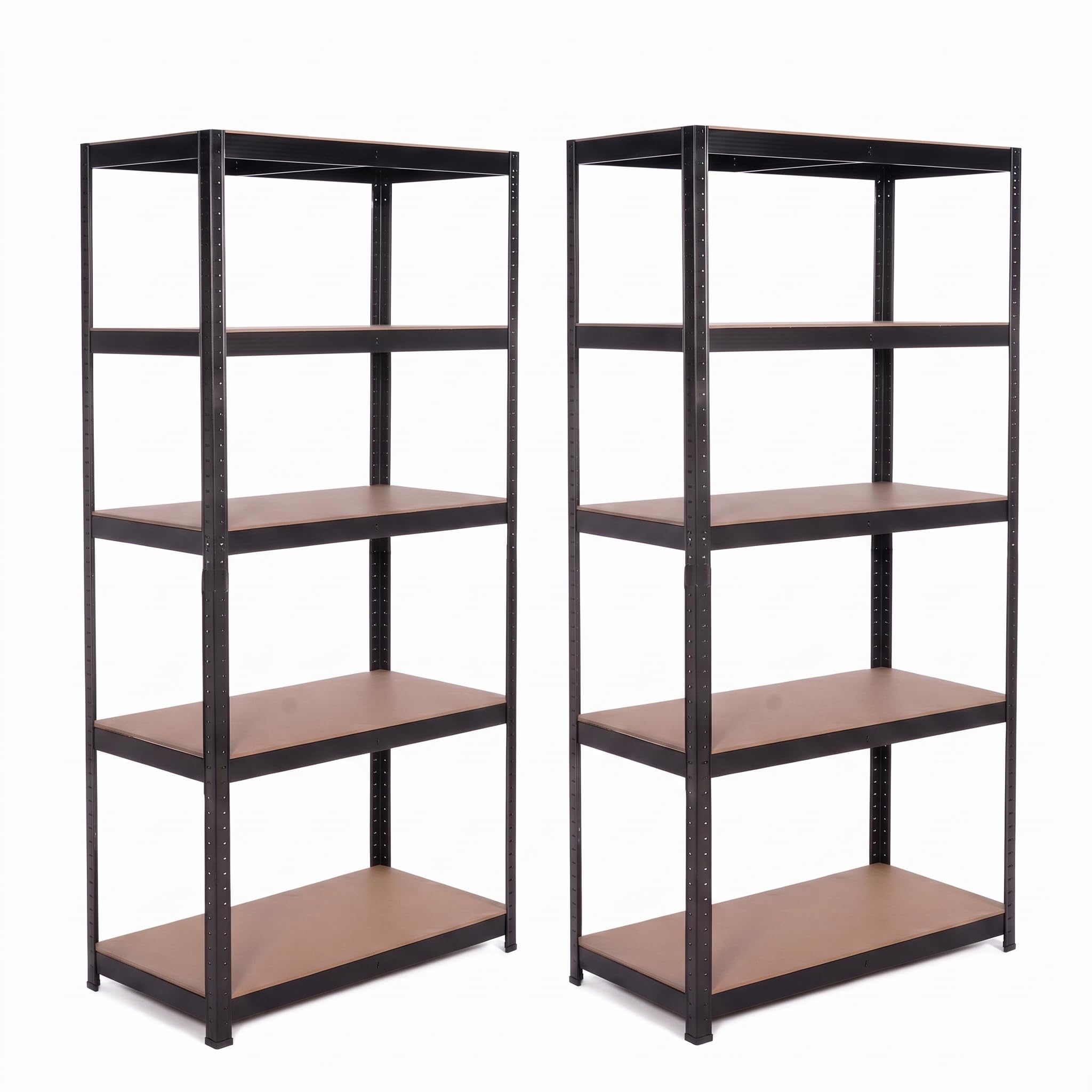 Stellingkast 180 x 90 x 40 cm, Set Van 2, Zwart, 5 Verstelbare MDF Planken, 875 kg Draagvermogen per Kast, Metalen Opbergrek voor Garage en Magazijn