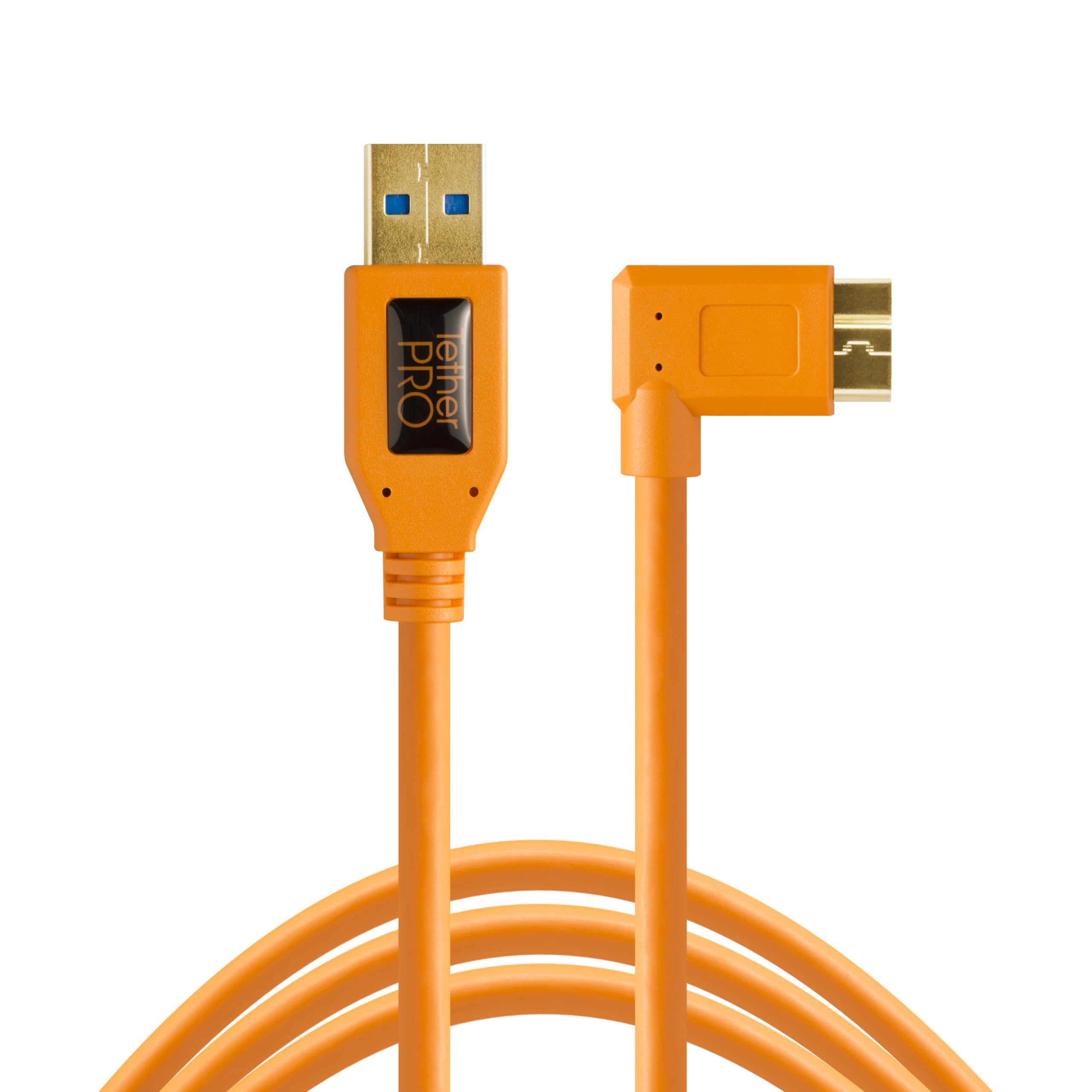 Tether Tools CU61RT15-ORG- Cable USB 3.0 a Micro-B de ángulo recto, 4,6 m