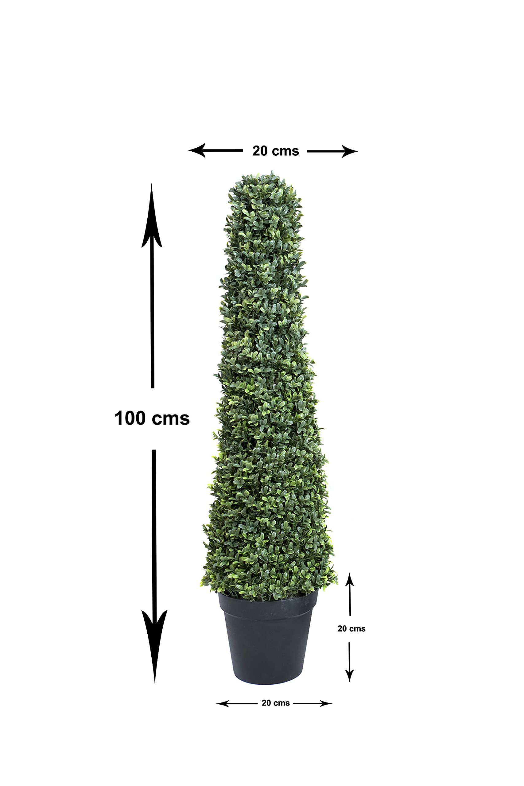 GreenBrokers Lot de 2 Arbres topiaires artificiels en Forme de cône de buis en métal Vert 100 cm