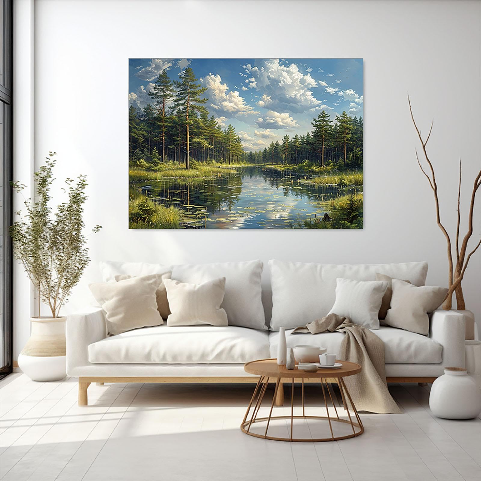AMXBZC Abstraktes Leinwand Bilder berge Kunstdrucke, Schöne Landschaft Wasser Wandbild Kunstdruck Wanddeko Wand Wohnzimmer Deko Kunst Modern Textur für Büro - 40x60cm Gerahmt