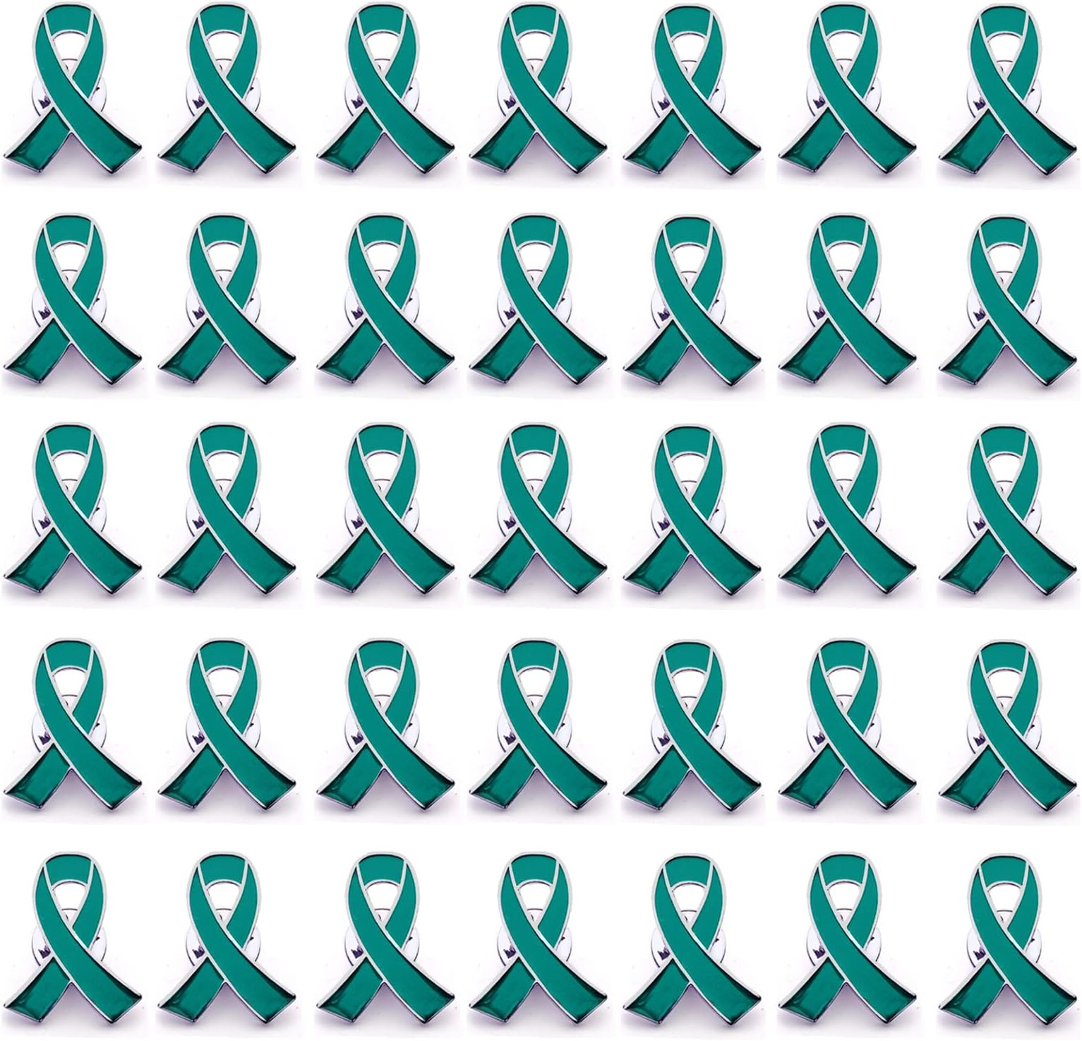 50pcs Teal Ribbon Awareness Pins Cervical Ovarian Cancer Awareness Products Pin, Alloy Steel, alloy