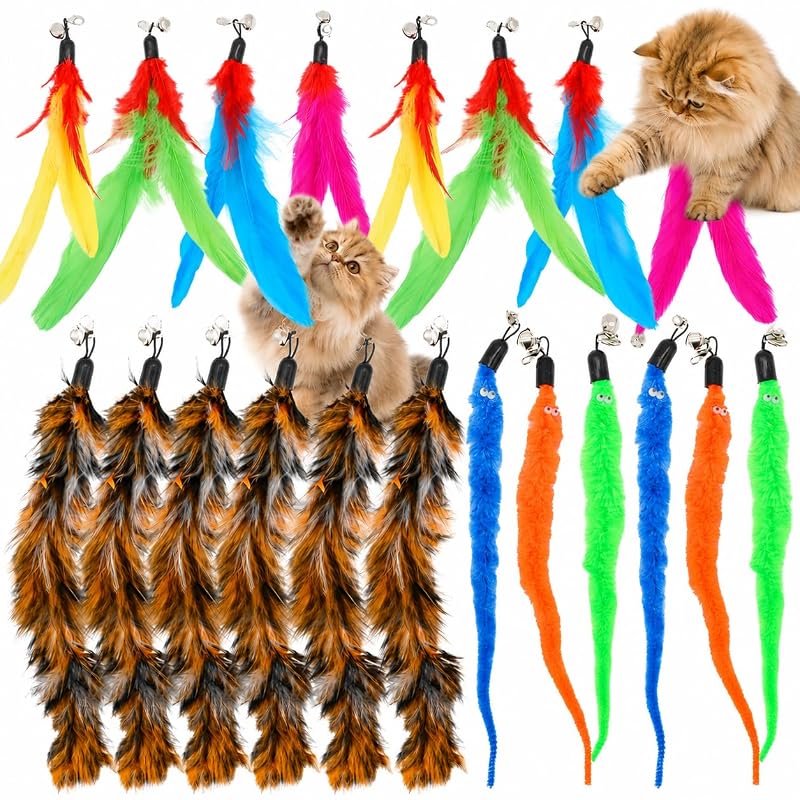 Refil de brinquedo com penas e sinos para varinha de gatos GADGETSOLOGY, 20 unidades