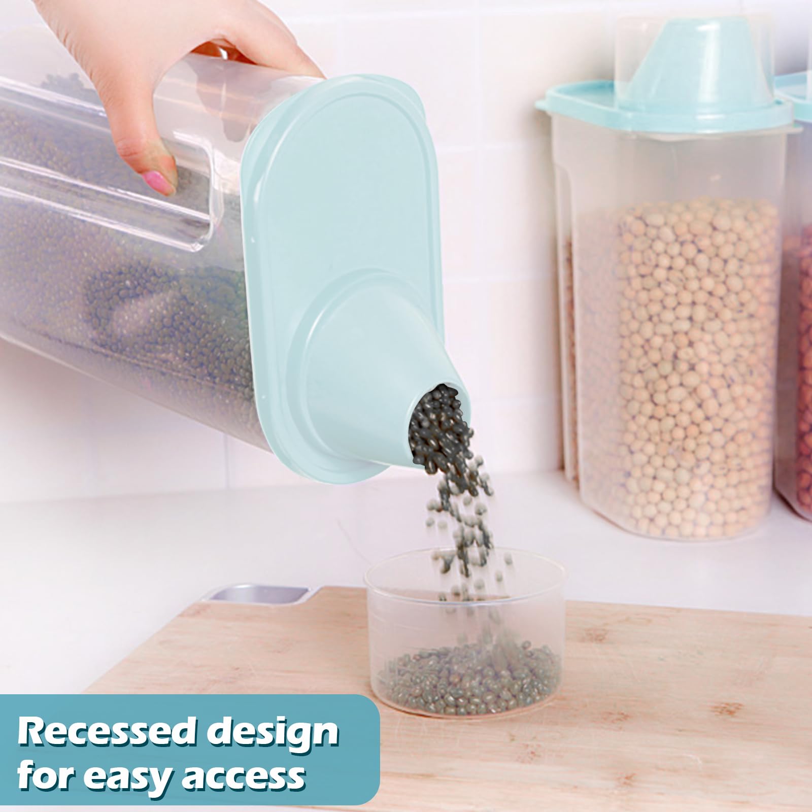 Dokeno 2PCS Contenedor Pienso 2,5 L, Contenedor Comida Perro con Vaso Medidor, Recipientes Herméticos para Comida para Perros, Envase de Plástico, para Cereales, Arroz, Perros, Gatos (26 * 15 * 8cm)