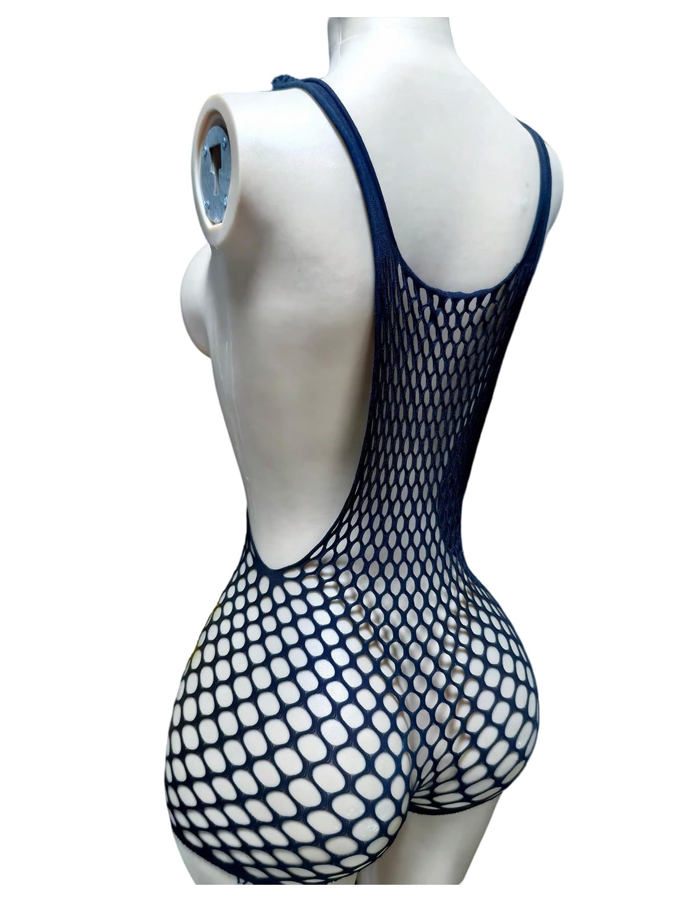 OYOANGLE Women's Fishnet Dress Bodysuit Hollow Out Lingerie Chemise Nightwear: One Size Black