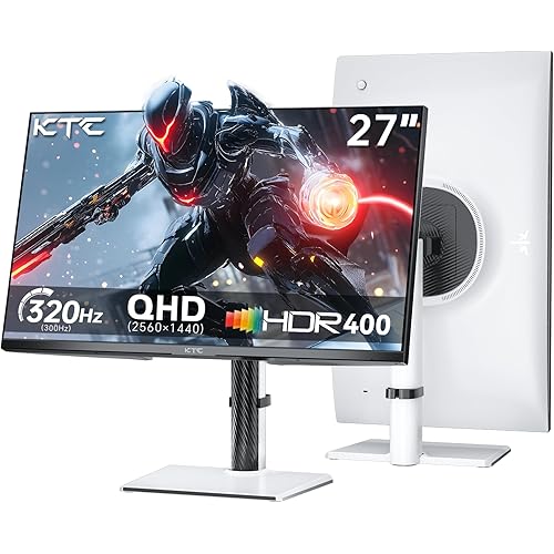 KTC 27 Inch White Gaming Monitor 300Hz/320Hz, QHD 1440P Fast IPS Computer Monitor with Adaptive FreeSync, HDR400, Height/Pivot/Swivel/Tilt Adjustable, DP&HDMI, H27E6