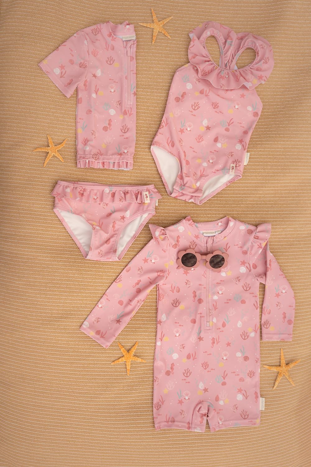 Little Dutch Bikinihose Badehose mit Rüschen für Baby Mädchen (Gr. 74/80) rosa - Ocean Treasures