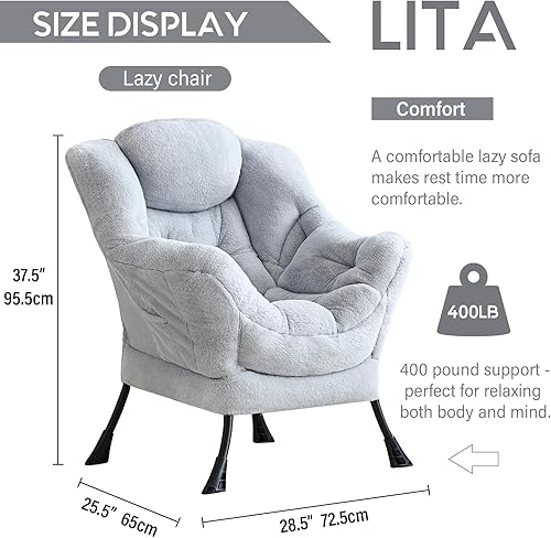 Miniatura 183 de Lita Silla relajada con otomana, tapizado ornamental, moderno de ocio, contemporáneo para lectura con reposabrazos, un bolsillo lateral para sala de