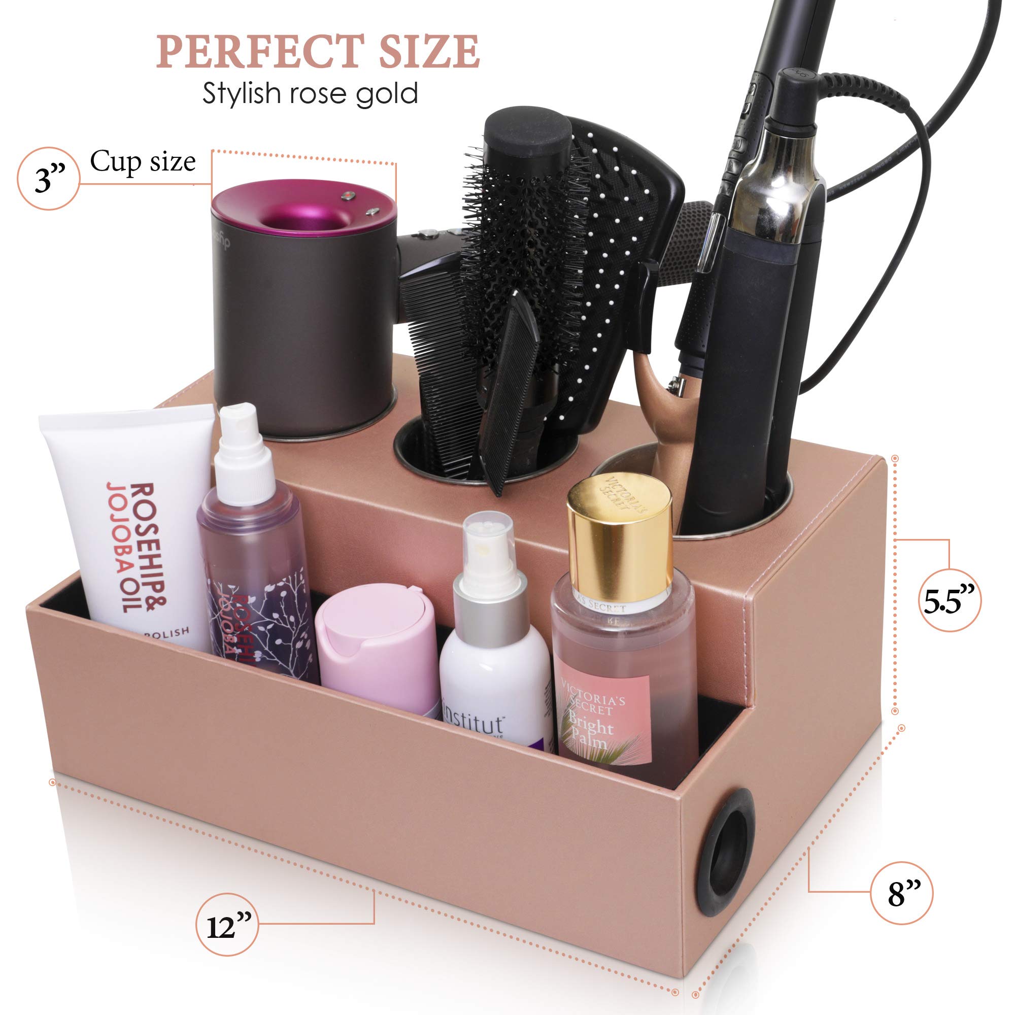 Hair tool holder & organizer bathroom storage & countertop organizer