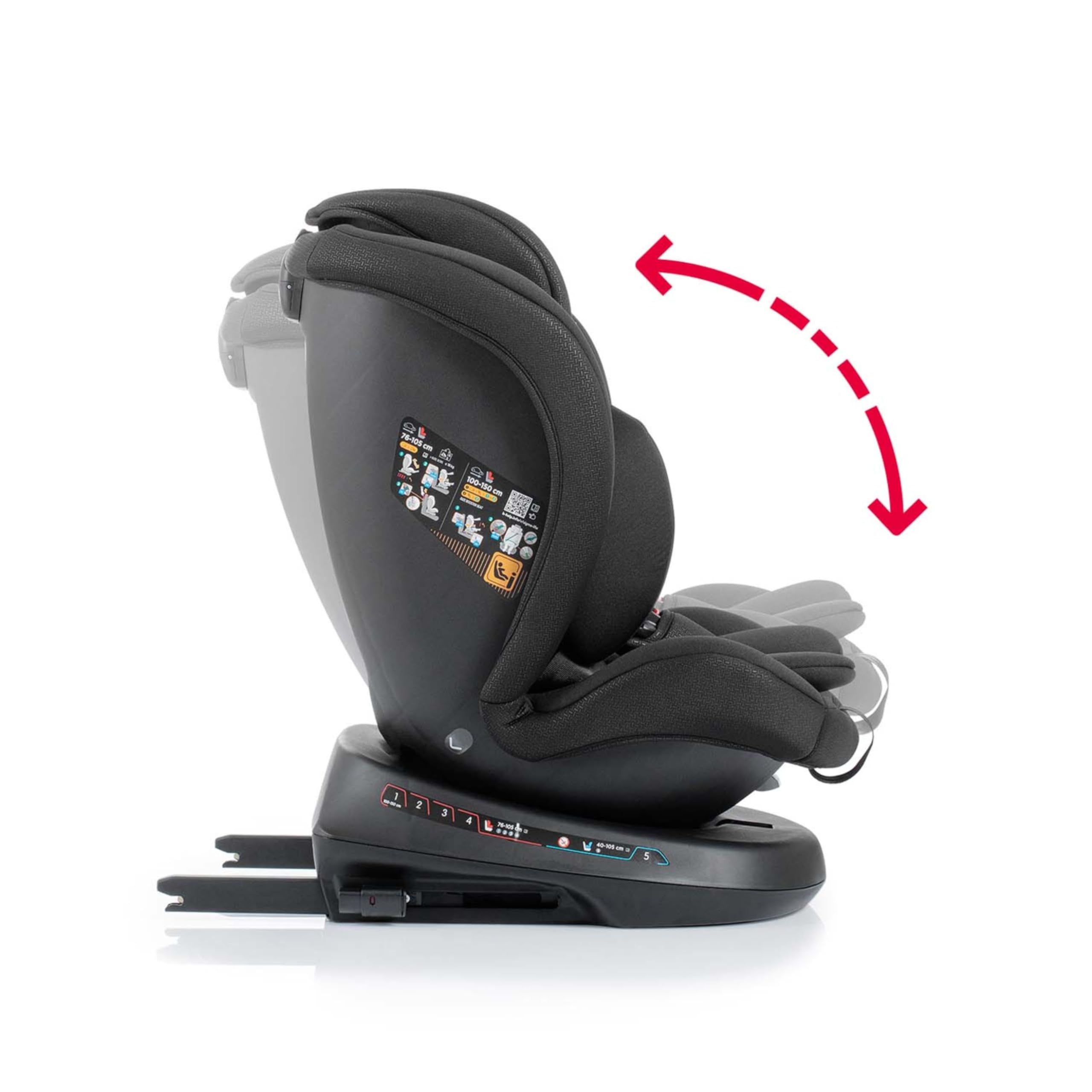 Silla de Coche Sigma i-Fix i-Size 40-150 cm, Rotación 360°, A Contramarcha hasta 105 cm, ISOFIX + Top Tether, Protección Lateral, Reclinable – BLACK CROSS