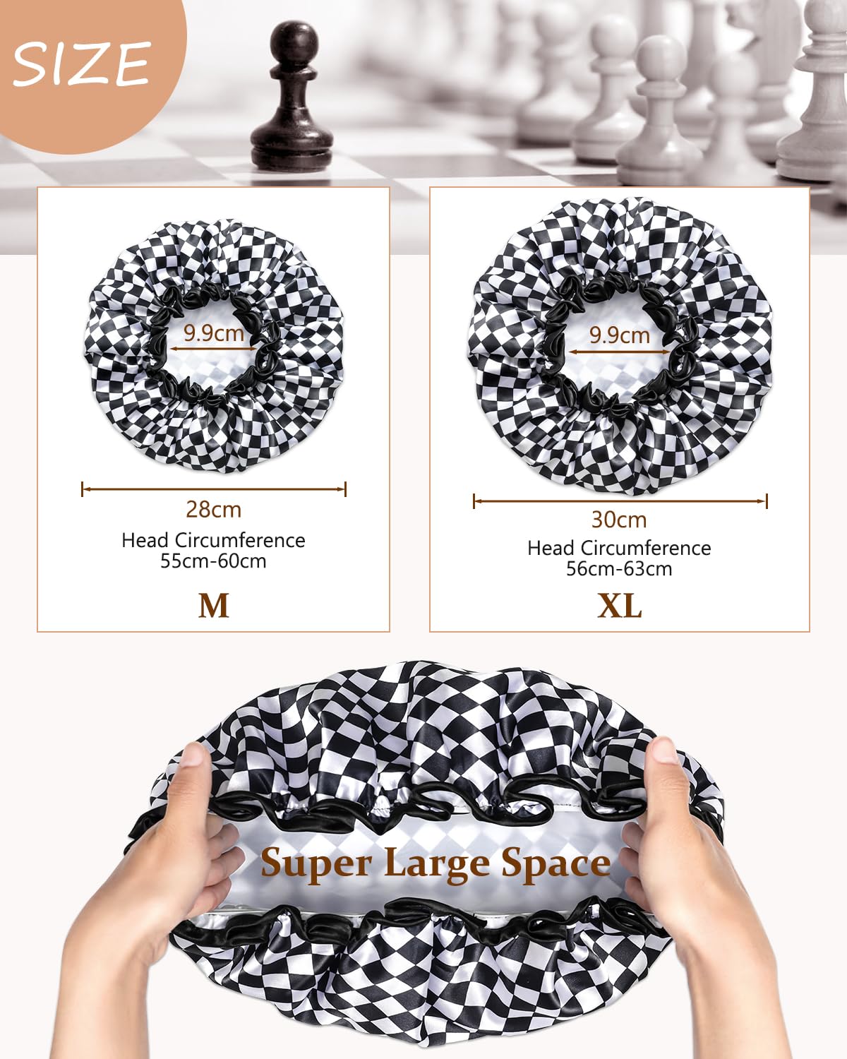mikimini Shower Cap for Women Double-layer Waterproof, Reusable - Image 2