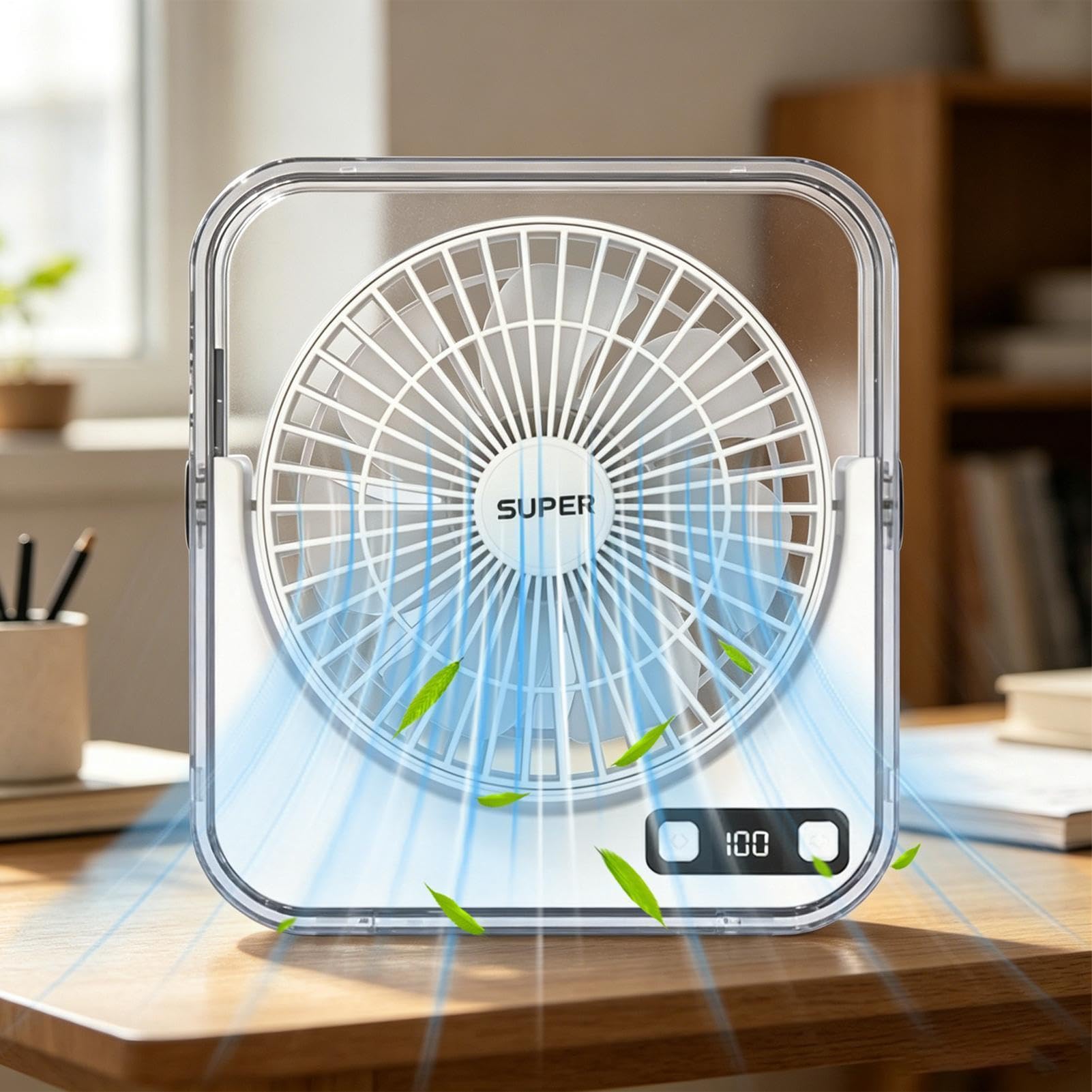 Ventilatore Da Scrivania Per Ufficio Basso Rumore Ricaricabile Velocità | Ventilatore Silenzioso da Scrivania per Casa Camera da Tavolo Bancone Viaggio Campeggio Bagno Esterno Palestra