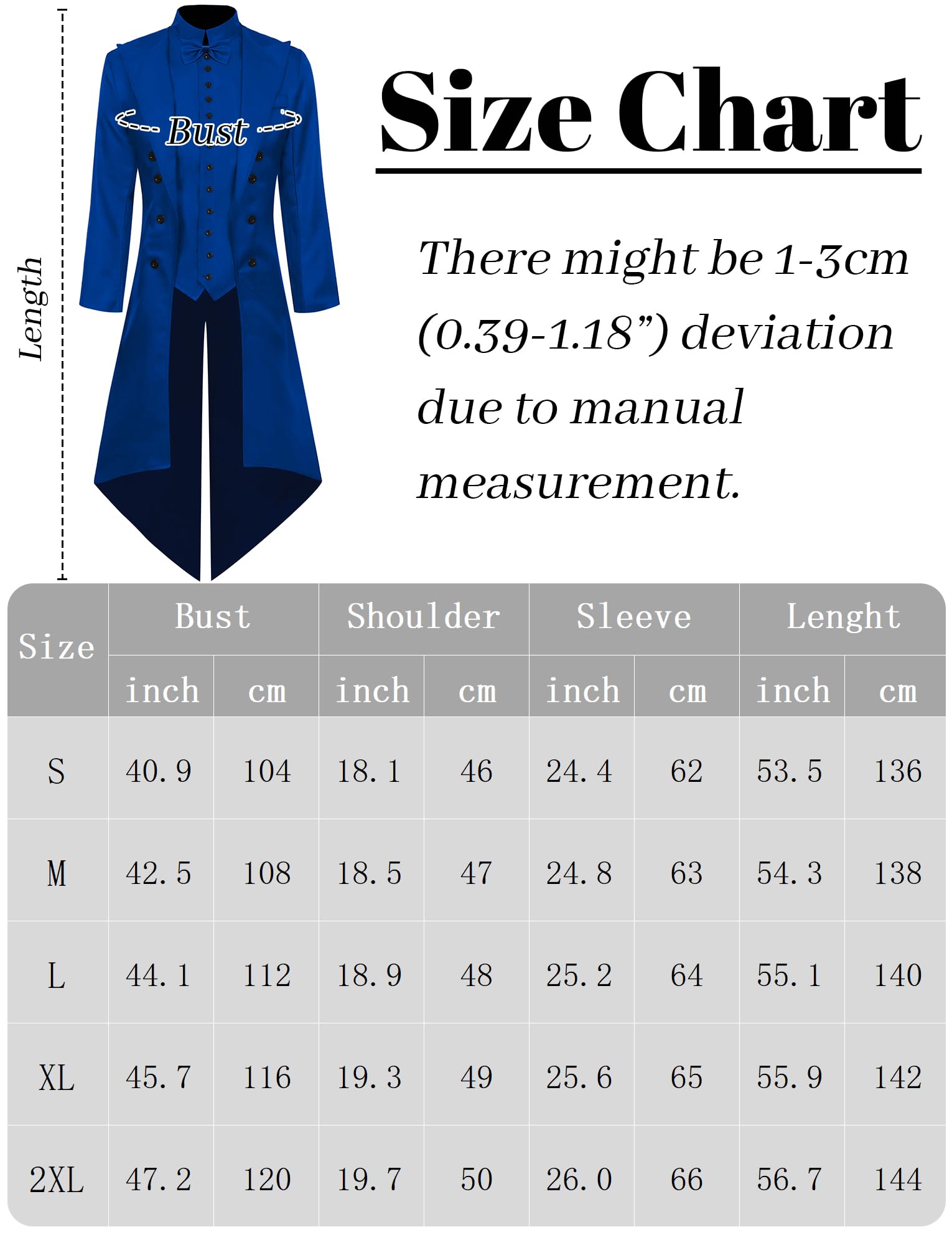 Maeau Steampunk-Jacke für Herren, Frack, Mittelalter