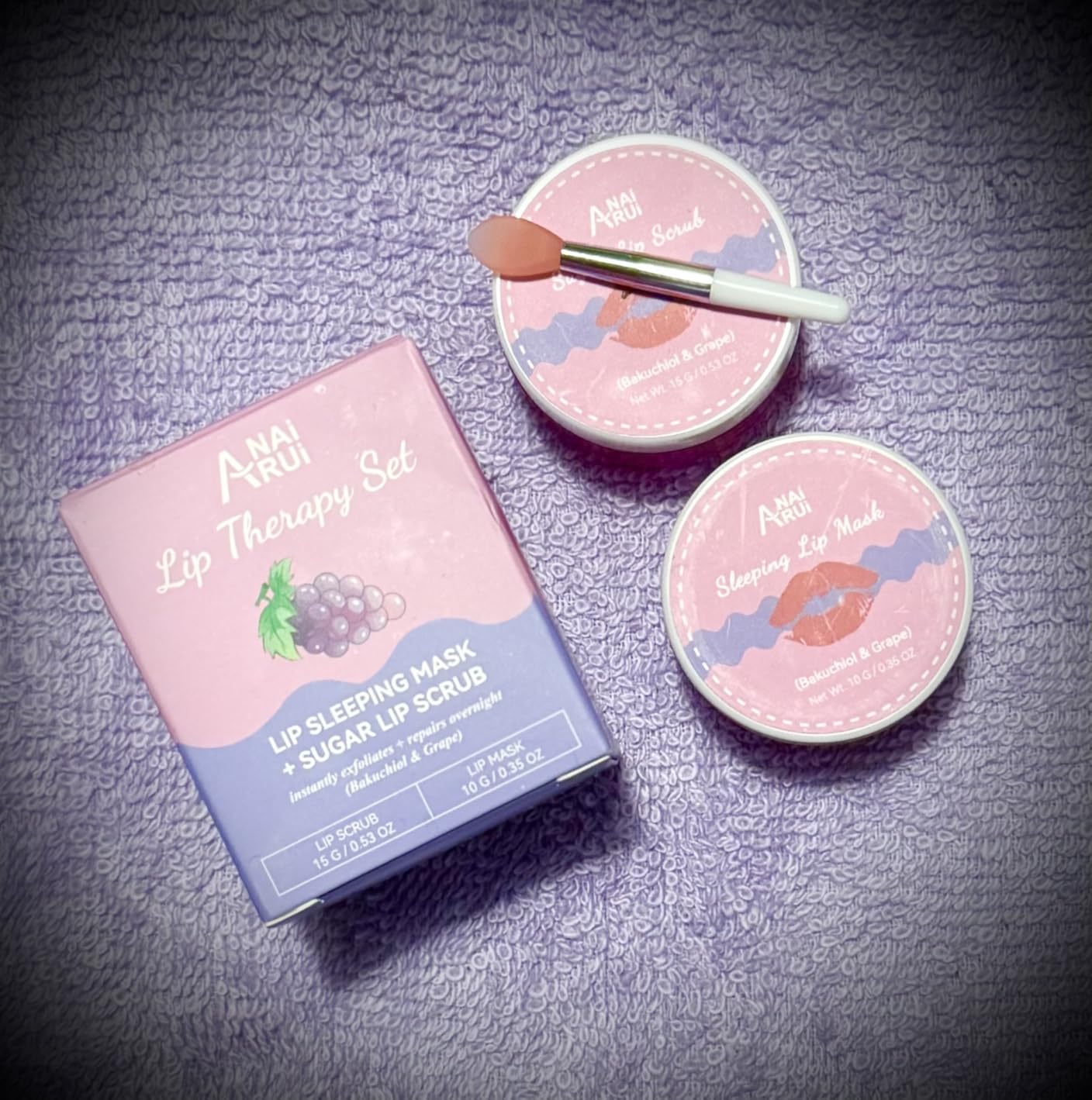 ANAI RUI Lip Scrub & Lip Mask Set, Overnight Treatment Lip Care Products, Set for Mom, Moisturize & Nourish, Dry Cracked Lips, Intense Hydration with Vitamin C, Overnight Lip Mask