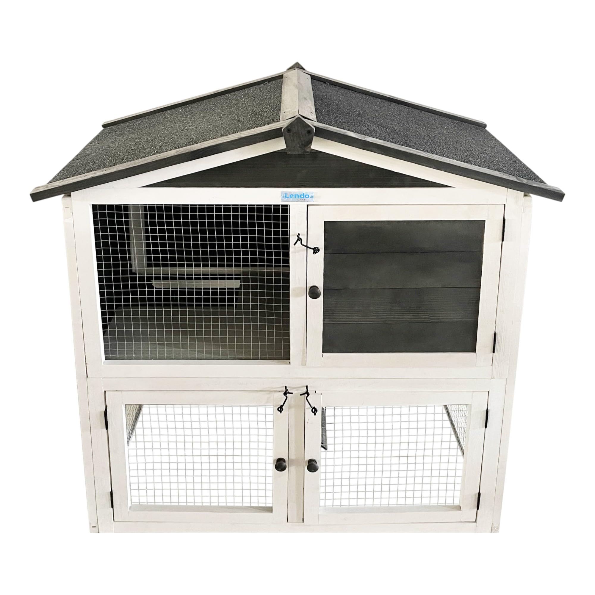 Conigliera da Esterno 94x46x96 cm – Casetta in Legno per Conigli e Cavie, Gabbia con Tetto in Asfalto, Facile da Pulire, Resistente alle Intemperie per Tutte le Stagioni (Grigio)