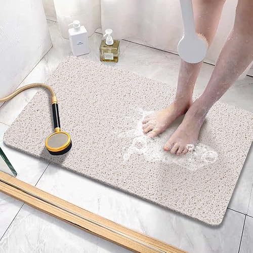 Miniatura 7 de Asvin Tapete de baño con textura suave, para ducha, 24 x 32 pulgadas, sin ftalatos, antideslizante, cómodo, tapete de baño con drenaje, tapete de