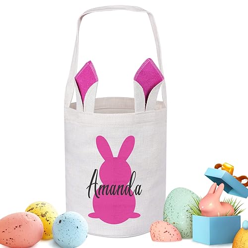 Cestas de Pascua personalizadas, cestas de conejo de Pascua de Touber para niños, cestas de Pascua para niños pequeños, cestas de caza de huevos de