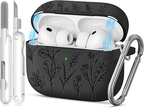 Miniatura 35 de Funda para Airpods Pro 3, Fundas con Grabado de Flores para Apple AirPods Pro de 3ª Generación 2025, Funda de Silicona Suave para Hombres y Mujeres