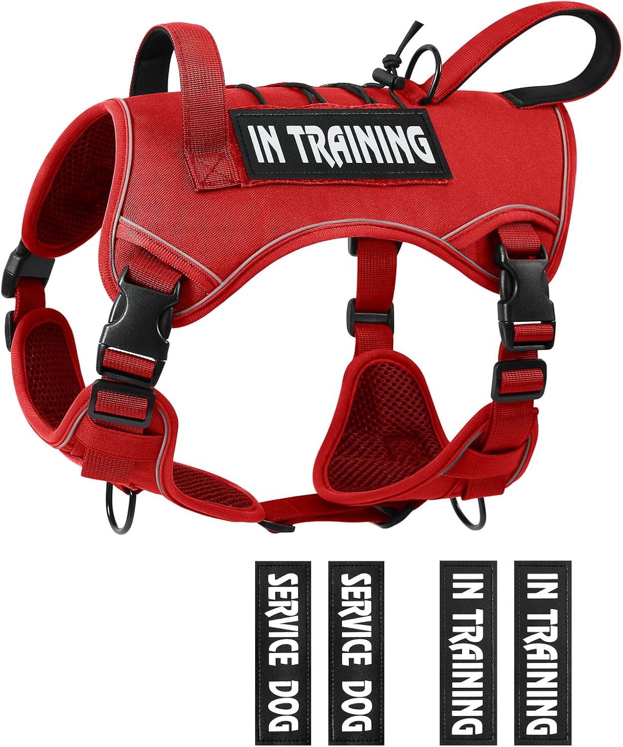 Tactical Dog Harness for Medium Large Size, No Pull Service Dog Vest with Molle System and Control Handle Heavy Duty Pet Vest with 2 Patches, Reflective Adjustable Harness for Walking Training