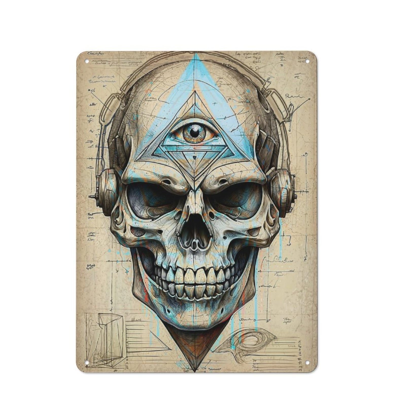 Junmoney Third Eye Blind Skull Tin Sign 40X30cm For Workshop Wall, Retro Wall Decor, Suited To Metal Sign Collectors