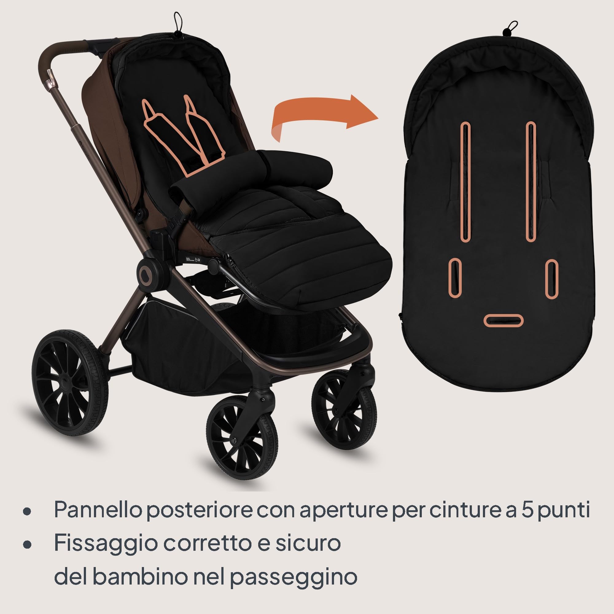 LIONELO Oli Sacco a Pelo Invernale Universale per Passeggino e Navicella | Impermeabile, Caldo, Imbottitura Anallergica, Aperture per Cinture a 5 Punti, Cerniera, Lavabile in Lavatrice, 101 x 45 cm