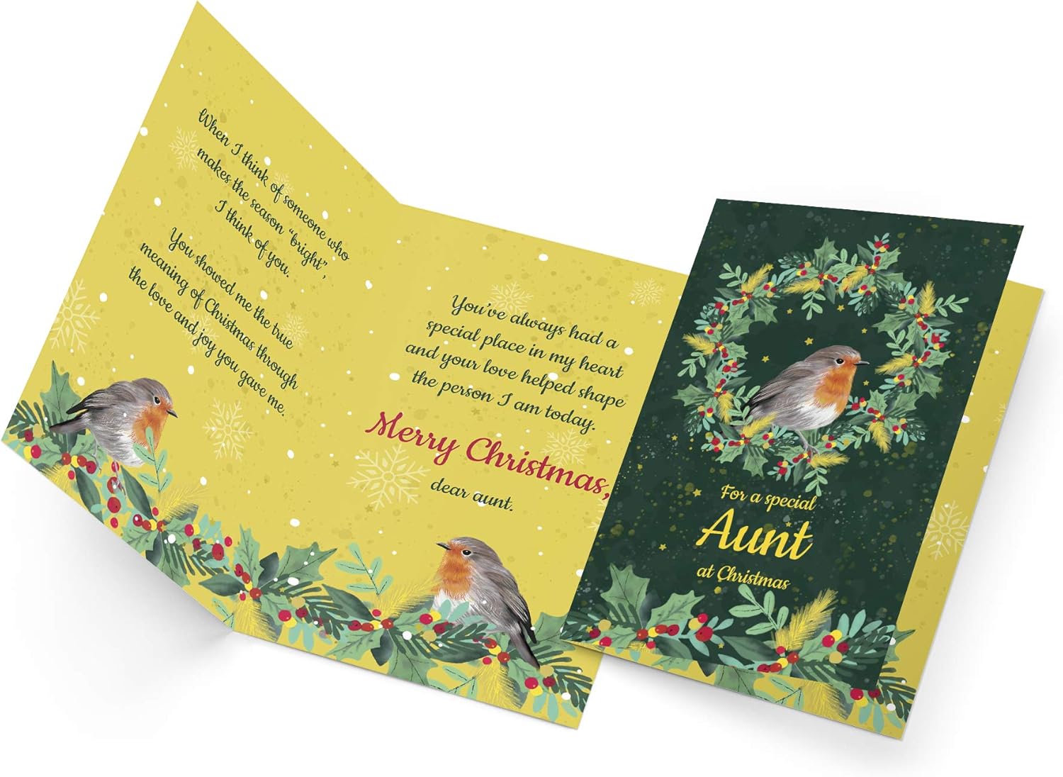 Prime Greetings Christmas Card Aunt, Made in America, Eco-Friendly, Thick Card Stock with Premium Envelope 5in x 7.75in, Packaged in Protective Mailer - Image 3