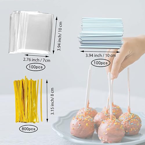 Miniatura 2 de Molde – Kit de silicona para tartas con bolígrafo de decoración de taza medidora con 4 puntas de tubería, 100 palitos de piruleta, 100 bolsas de