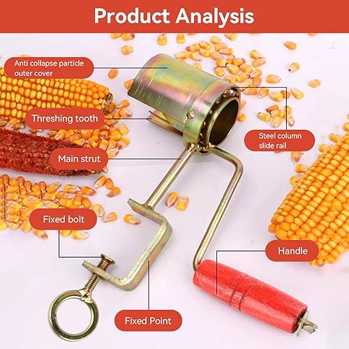 Miniatura 4 de Máquina descascaradora de maíz, herramienta de extracción de maíz de manivela de mano, desgranadora de maíz seco para palomitas de maíz, trituradora
